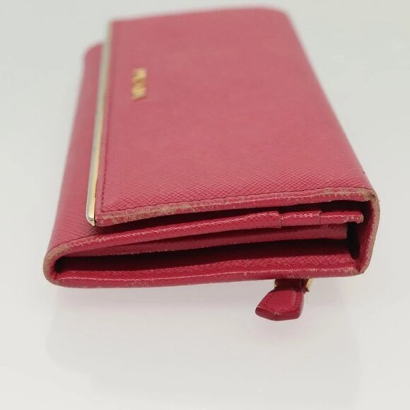 PRADA Long Wallet Safiano leather Pink Gold Auth sw1442 - Picture 3 of 15